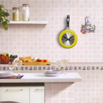 Уникален кухненски стенен часовник 8-инчов тиган с форма на нов арт часовник Домашна кухня Декорация на трапезария Подаръци