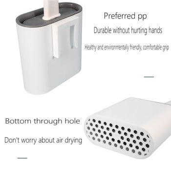 Четка за тоалетна за баня Плоски влакна Монтиране на стена Стоящи на пода Домашни чисти инструменти Устойчиви на теч на вода с комплект държачи за бързо съхнене