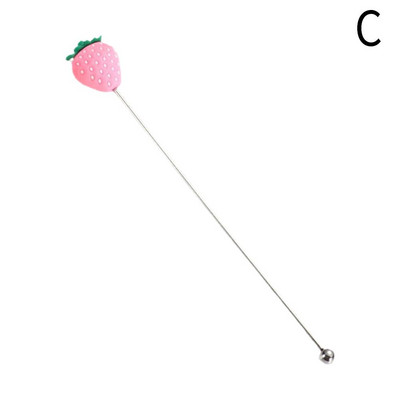 Agitator din oțel inoxidabil în formă de fructe 3D Unelte pentru băuturi de cocktail Bar de vinuri Agitator Accesorii de bucătărie Agitator lingură de petrecere H1U3