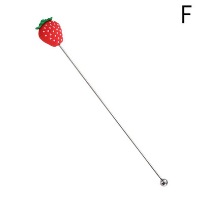 Agitator din oțel inoxidabil în formă de fructe 3D Unelte pentru băuturi de cocktail Bar de vinuri Agitator Accesorii de bucătărie Agitator lingură de petrecere H1U3