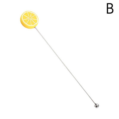 Agitator din oțel inoxidabil în formă de fructe 3D Unelte pentru băuturi de cocktail Bar de vinuri Agitator Accesorii de bucătărie Agitator lingură de petrecere H1U3