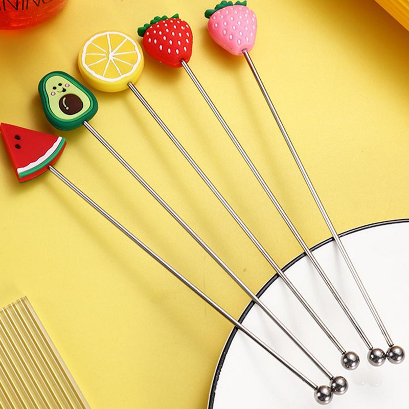 3D vaisiaus formos nerūdijančio plieno maišytuvas kokteilių gėrimų įrankiai vyno baras maišymas virtuvės priedai vakarėlis šaukštas maišytuvas H1U3