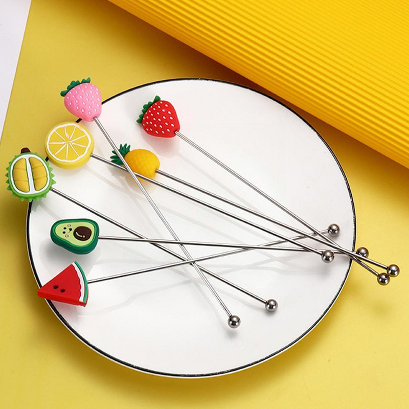 3D vaisiaus formos nerūdijančio plieno maišytuvas kokteilių gėrimų įrankiai vyno baras maišymas virtuvės priedai vakarėlis šaukštas maišytuvas H1U3