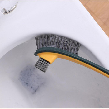 Чиста тоалетна четка Пластмасова дълга дръжка Двустранно почистване Мъртъв мек косъм Четки за пода на тоалетна Почистващи извити инструменти C A1i8
