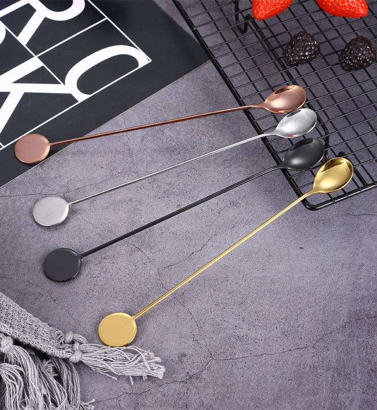 304 Nerūdijančio plieno kavos šaukštas apvalus ilgas kotas šaukštas maišomas šaukštas arbatinis šaukštelis pieno desertas pyragas šaukštas virtuvės priedai