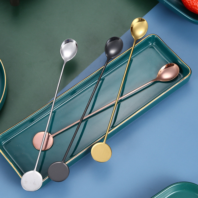 304 Nerūdijančio plieno kavos šaukštas apvalus ilgas kotas šaukštas maišomas šaukštas arbatinis šaukštelis pieno desertas pyragas šaukštas virtuvės priedai