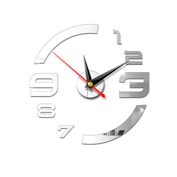 Акрилни стикери за огледала 3D стенен часовник Модерен стенен часовник „Направи си сам“ Стикер за огледална повърхност Стикер за домашен офис Декорация на кафене Стенен часовник
