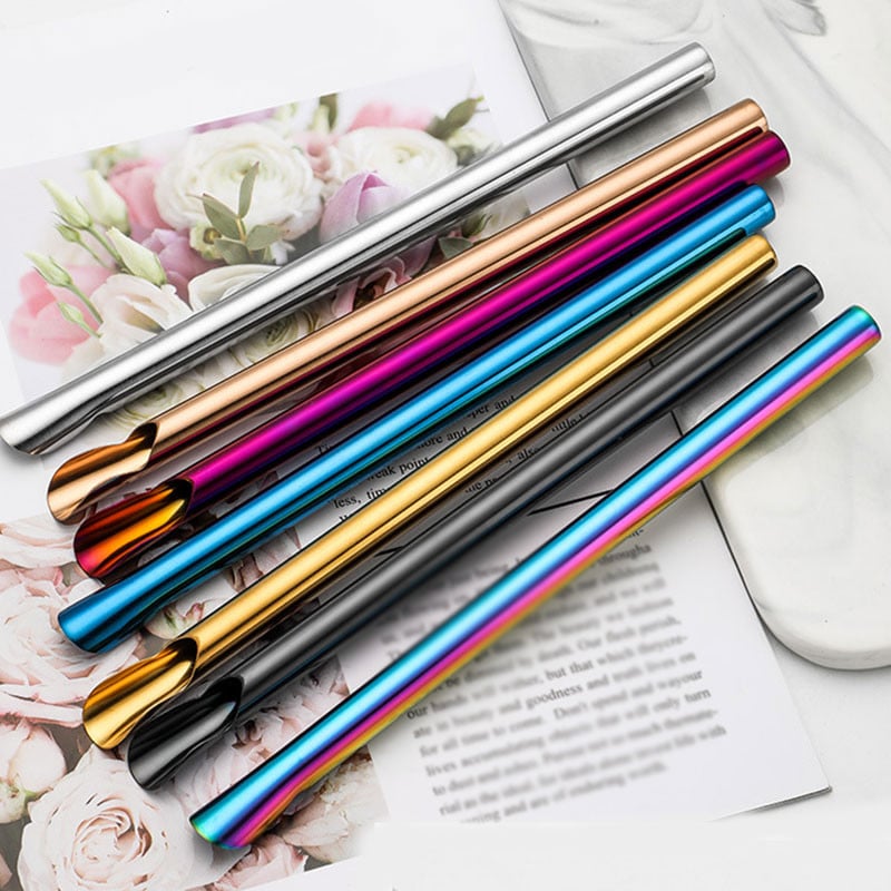 Velika 15 mm Bubble Tea Milkshake slamka za višekratnu upotrebu Metalna slamka od 304 nehrđajućeg čelika Set slamki za piće Bar Boba ravne slamčice