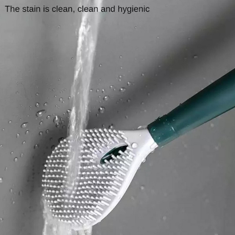 Silikona tualetes birste Tualetes tīrāmā bez mirušā leņķa mazgāšanas tualetes suka Pie sienas stiprināma mājsaimniecības ar garu rokturi Vannas istabas tualetes suku komplekts