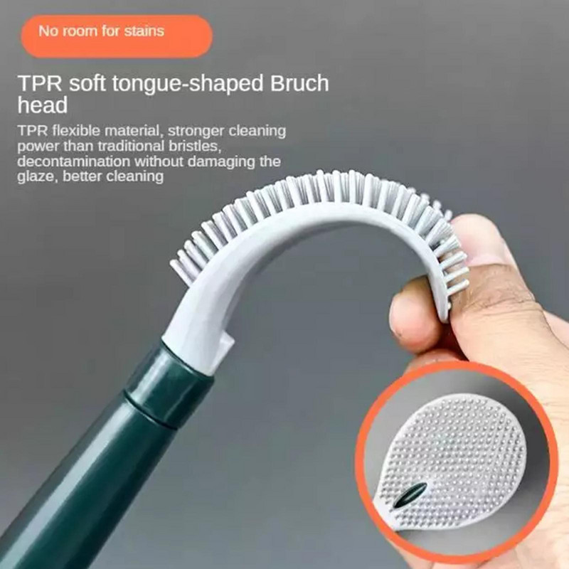 Silikona tualetes birste Tualetes tīrāmā bez mirušā leņķa mazgāšanas tualetes suka Pie sienas stiprināma mājsaimniecības ar garu rokturi Vannas istabas tualetes suku komplekts
