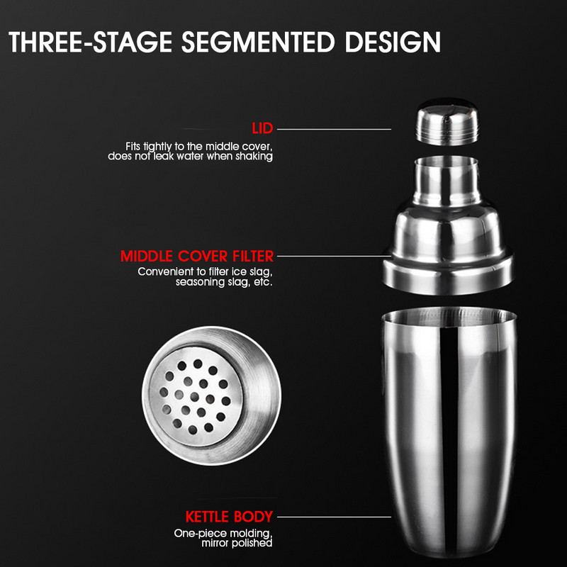 Shaker za koktele od nehrđajućeg čelika Mikser Wine Martini Boston Shaker za barmena Drink Party Barware Tools Bar Set 350ml/530/750ml