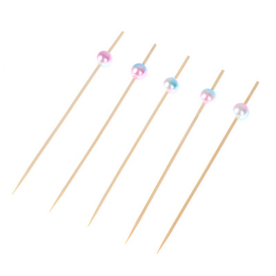 100 vnt spalvingi karoliukai bambukiniai vaisiniai lazdelės kokteilių dekoravimui salotos užkandžiai sumuštiniai švediško stalo dantų krapštukai vestuvių vakarėliui