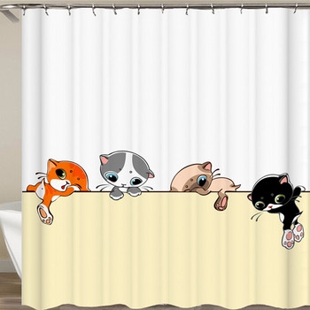 Αστείες Κουρτίνες Μπάνιου Κουρτίνα Μπάνιου Με Γάντζους Διακόσμηση Αδιάβροχη Cat Dog 3d Μπάνιο 180*180cm Creative Personality Κουρτίνα μπάνιου
