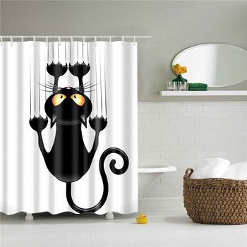 Αστείες Κουρτίνες Μπάνιου Κουρτίνα Μπάνιου Με Γάντζους Διακόσμηση Αδιάβροχη Cat Dog 3d Μπάνιο 180*180cm Creative Personality Κουρτίνα μπάνιου