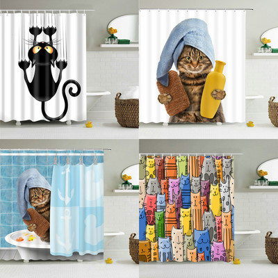 Смешни завеси за душ Завеса за баня с куки Декор Водоустойчива котка Куче 3d баня 180*180 см Творческа личност Завеса за душ