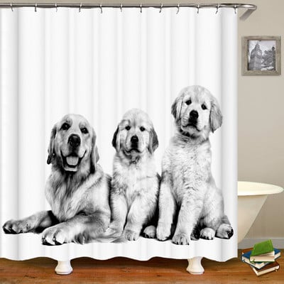 Juokingos Dušo Užuolaidos Vonios Užuolaidos Su Kabliukais Dekoras Neperšlampamas Cat Dog 3d Vonios 180*180cm Kūrybiškos asmenybės dušo užuolaidos