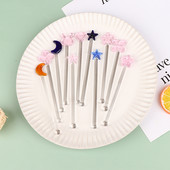 1 Gb Cute Creative Caurspīdīga stikla maisīšanas karote ar gariem rokturiem, kokteiļa stienīši, stikla piena sulas, dzērienu maisīšanas stieņi