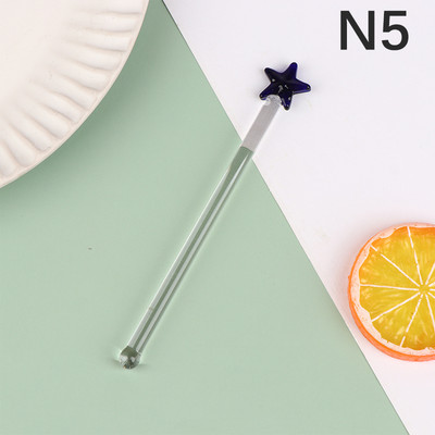 1 Gb Cute Creative Caurspīdīga stikla maisīšanas karote ar gariem rokturiem, kokteiļa stienīši, stikla piena sulas, dzērienu maisīšanas stieņi