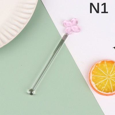 1 Gb Cute Creative Caurspīdīga stikla maisīšanas karote ar gariem rokturiem, kokteiļa stienīši, stikla piena sulas, dzērienu maisīšanas stieņi