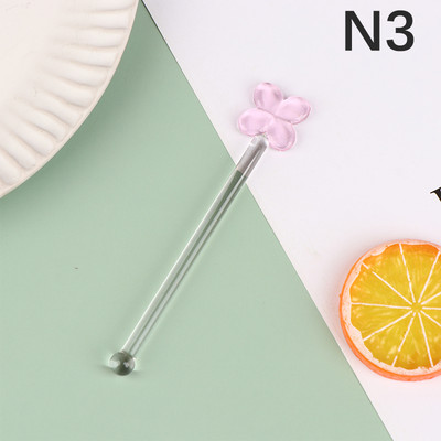 1 Gb Cute Creative Caurspīdīga stikla maisīšanas karote ar gariem rokturiem, kokteiļa stienīši, stikla piena sulas, dzērienu maisīšanas stieņi