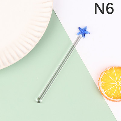 1 Gb Cute Creative Caurspīdīga stikla maisīšanas karote ar gariem rokturiem, kokteiļa stienīši, stikla piena sulas, dzērienu maisīšanas stieņi