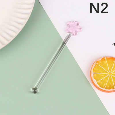 1 Gb Cute Creative Caurspīdīga stikla maisīšanas karote ar gariem rokturiem, kokteiļa stienīši, stikla piena sulas, dzērienu maisīšanas stieņi