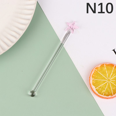 1 Gb Cute Creative Caurspīdīga stikla maisīšanas karote ar gariem rokturiem, kokteiļa stienīši, stikla piena sulas, dzērienu maisīšanas stieņi