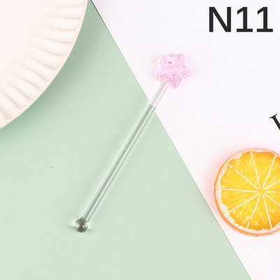 1 Gb Cute Creative Caurspīdīga stikla maisīšanas karote ar gariem rokturiem, kokteiļa stienīši, stikla piena sulas, dzērienu maisīšanas stieņi
