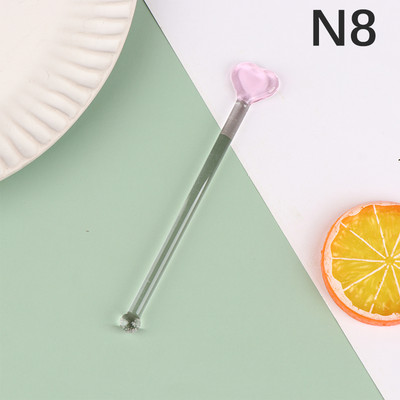 1 Gb Cute Creative Caurspīdīga stikla maisīšanas karote ar gariem rokturiem, kokteiļa stienīši, stikla piena sulas, dzērienu maisīšanas stieņi