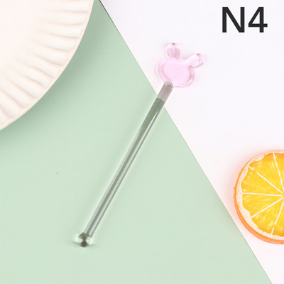 1 Gb Cute Creative Caurspīdīga stikla maisīšanas karote ar gariem rokturiem, kokteiļa stienīši, stikla piena sulas, dzērienu maisīšanas stieņi