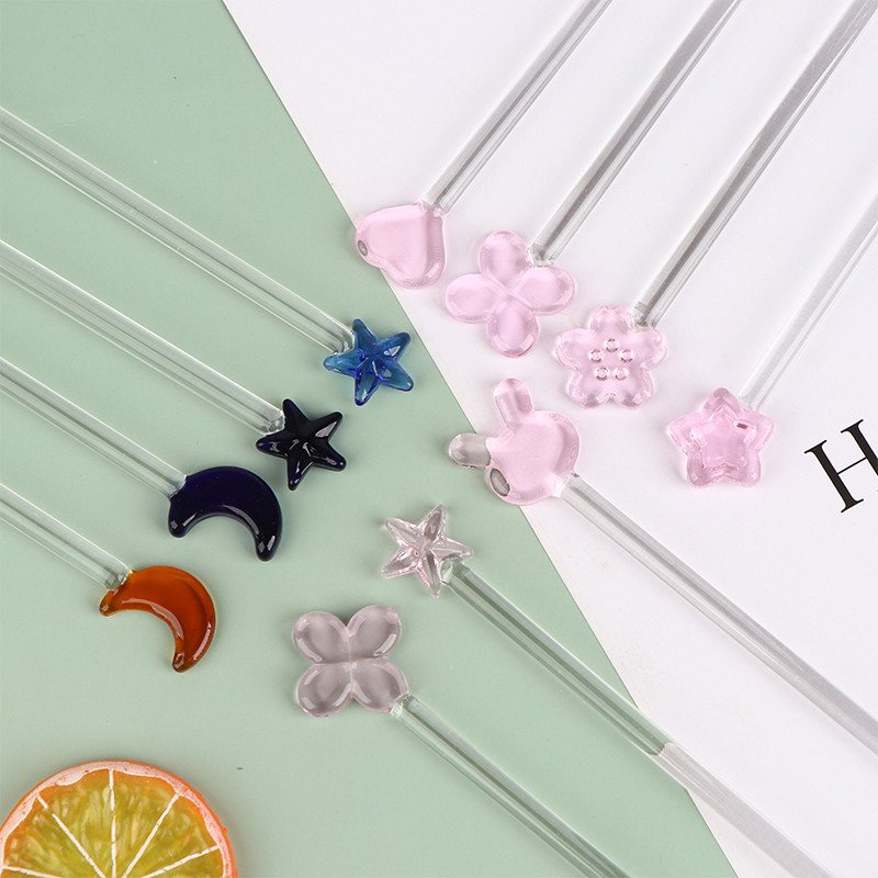 1vnt mielas kūrybingas permatomas ilgomis rankenomis stiklinis maišymo šaukštas kokteilių sukamieji lazdelės stiklinės pieno sultys gėrimų maišymo lazdelės