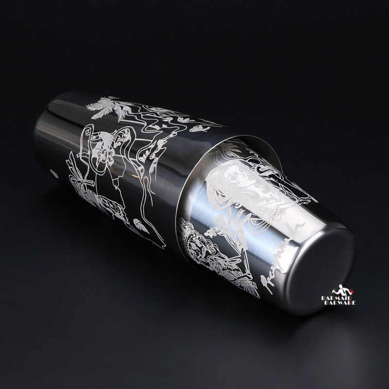 550 ml/850 ml gravējams nerūsējošā tērauda kokteiļu Bostonas stieņa kratītāja stieņa rīks