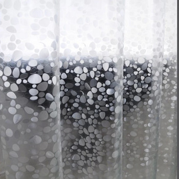 3D полупрозрачна завеса за душ Водоустойчива плесен EVA завеси за баня Модерен модел на калдъръмена завеса за баня с куки