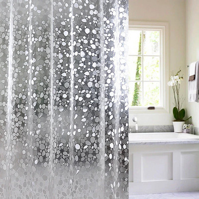 3D áttetsző zuhanyfüggöny vízálló penészes EVA fürdőfüggöny modern macskaköves mintás fürdőszobai függöny kampóval