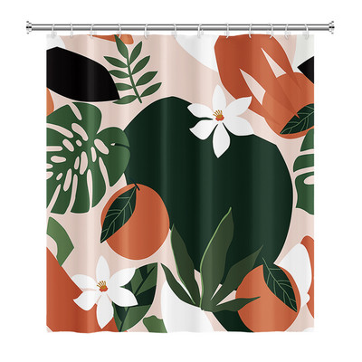 Perdele de duș Boho cu artă abstractă de vânt nordic Perdele de baie din poliester impermeabile Morandi Perdele cu bloc de culoare pentru decorarea băii