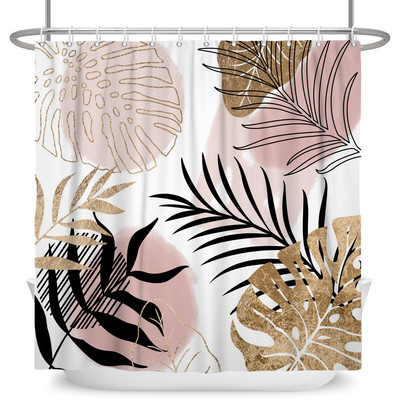 Perdele de duș Boho cu artă abstractă de vânt nordic Perdele de baie din poliester impermeabile Morandi Perdele cu bloc de culoare pentru decorarea băii