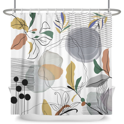 Perdele de duș Boho cu artă abstractă de vânt nordic Perdele de baie din poliester impermeabile Morandi Perdele cu bloc de culoare pentru decorarea băii