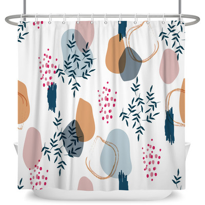 Perdele de duș Boho cu artă abstractă de vânt nordic Perdele de baie din poliester impermeabile Morandi Perdele cu bloc de culoare pentru decorarea băii