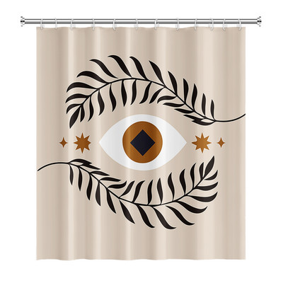 Perdele de duș Boho cu artă abstractă de vânt nordic Perdele de baie din poliester impermeabile Morandi Perdele cu bloc de culoare pentru decorarea băii