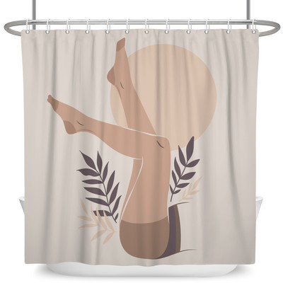 Perdele de duș Boho cu artă abstractă de vânt nordic Perdele de baie din poliester impermeabile Morandi Perdele cu bloc de culoare pentru decorarea băii