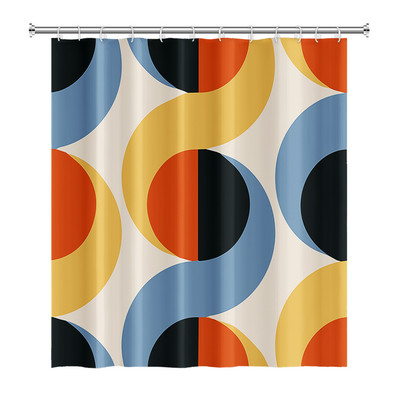 Perdele de duș Boho cu artă abstractă de vânt nordic Perdele de baie din poliester impermeabile Morandi Perdele cu bloc de culoare pentru decorarea băii