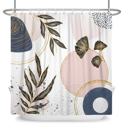 Perdele de duș Boho cu artă abstractă de vânt nordic Perdele de baie din poliester impermeabile Morandi Perdele cu bloc de culoare pentru decorarea băii