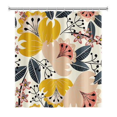 Perdele de duș Boho cu artă abstractă de vânt nordic Perdele de baie din poliester impermeabile Morandi Perdele cu bloc de culoare pentru decorarea băii