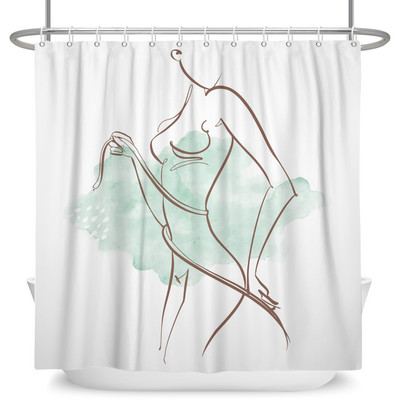 Perdele de duș Boho cu artă abstractă de vânt nordic Perdele de baie din poliester impermeabile Morandi Perdele cu bloc de culoare pentru decorarea băii