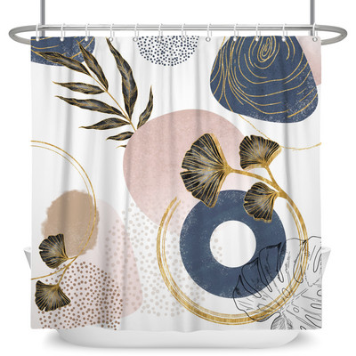 Perdele de duș Boho cu artă abstractă de vânt nordic Perdele de baie din poliester impermeabile Morandi Perdele cu bloc de culoare pentru decorarea băii