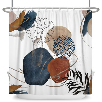 Perdele de duș Boho cu artă abstractă de vânt nordic Perdele de baie din poliester impermeabile Morandi Perdele cu bloc de culoare pentru decorarea băii