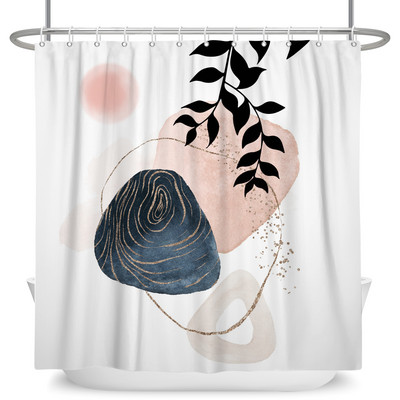 Perdele de duș Boho cu artă abstractă de vânt nordic Perdele de baie din poliester impermeabile Morandi Perdele cu bloc de culoare pentru decorarea băii