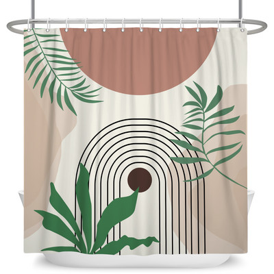 Perdele de duș Boho cu artă abstractă de vânt nordic Perdele de baie din poliester impermeabile Morandi Perdele cu bloc de culoare pentru decorarea băii