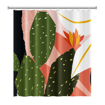 Perdele de duș Boho cu artă abstractă de vânt nordic Perdele de baie din poliester impermeabile Morandi Perdele cu bloc de culoare pentru decorarea băii
