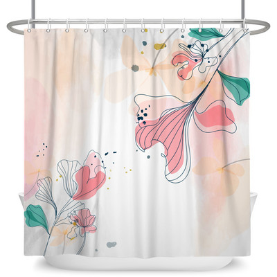 Perdele de duș Boho cu artă abstractă de vânt nordic Perdele de baie din poliester impermeabile Morandi Perdele cu bloc de culoare pentru decorarea băii